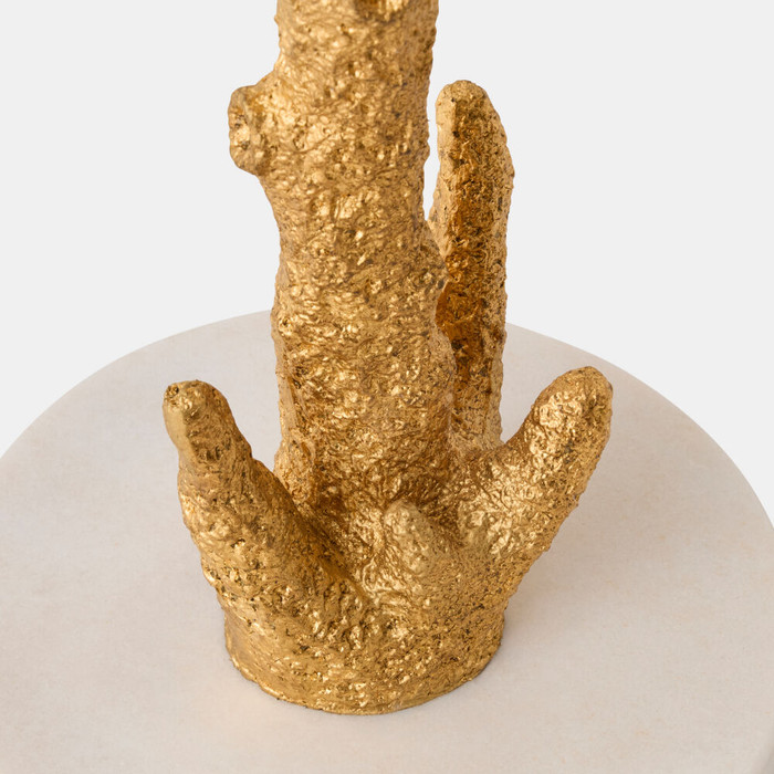 Global Views Pillar Coral Table - Gold Leaf & Honed Marble