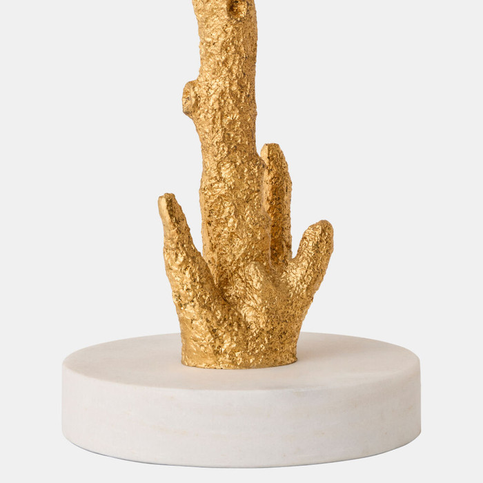Global Views Pillar Coral Table - Gold Leaf & Honed Marble