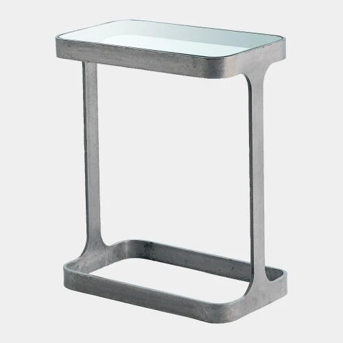 Global Views Saddle Table - Natural Iron & Clear Glass