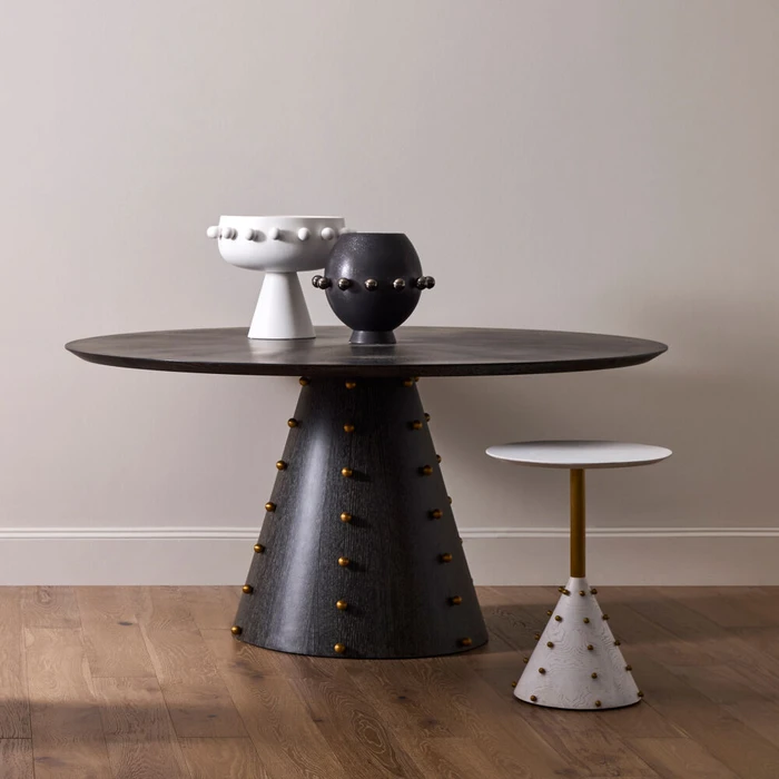 Global Views Spheres Center Table - Ebony Cerused Oak