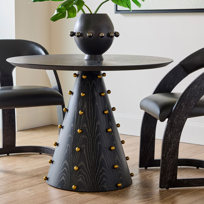 Global Views Spheres Center Table - Ebony Cerused Oak