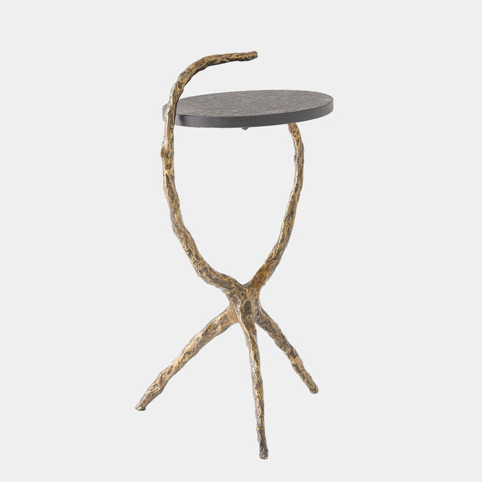 Global Views Sprig Table - Brass & Black Honed Marble