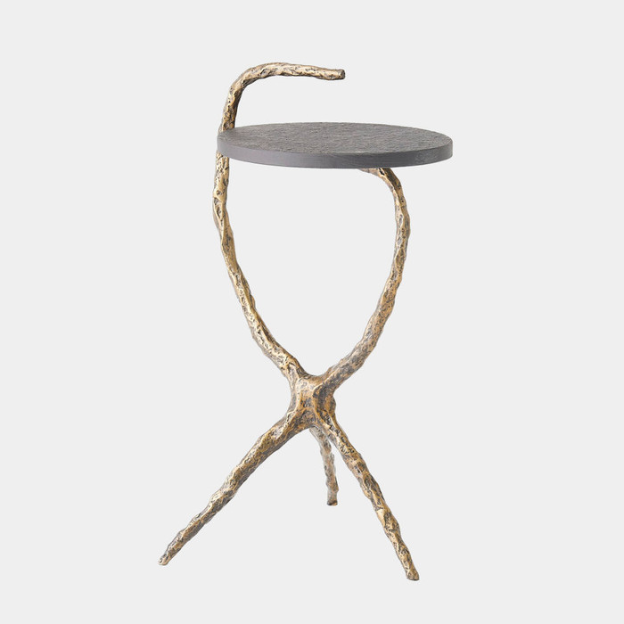 Global Views Sprig Table - Brass & Black Honed Marble