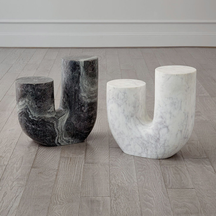 Global Views Stentorian Marble Tube Table - Black