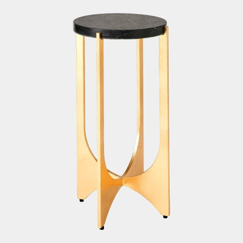 Global Views Tempest Table - Gold Leaf & Black Honed Marble