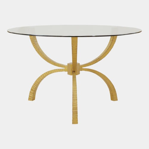 Global Views Teton Table - Gold Leaf Iron & Tempered Glass