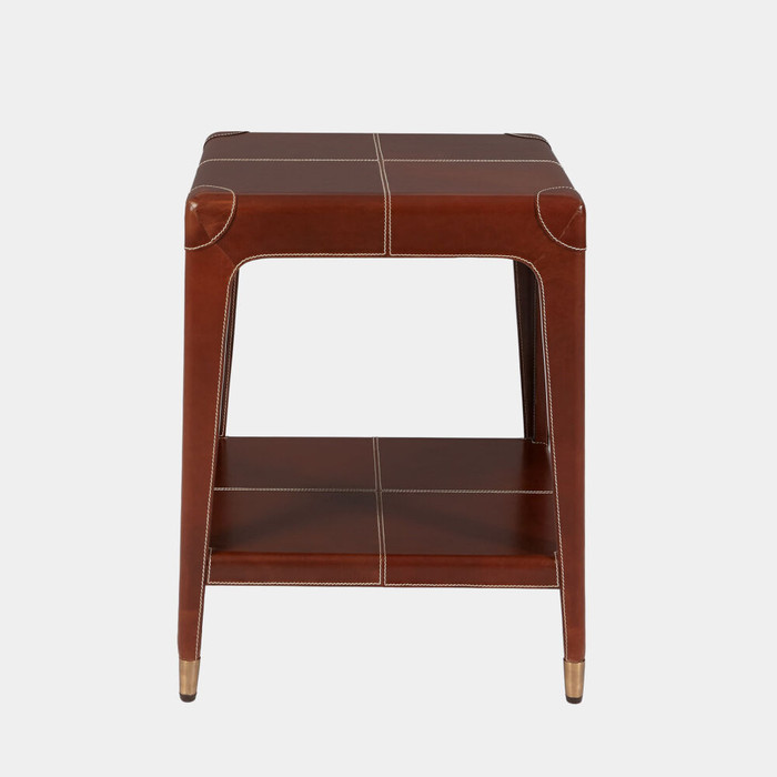 Global Views Emporium Home Tiburtina End Table - Saddle Leather