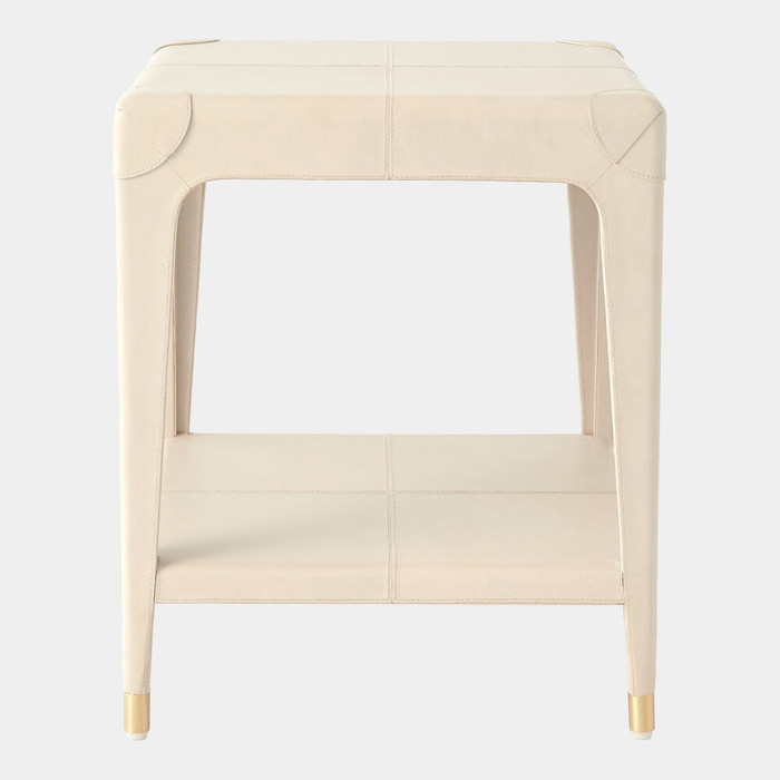 Global Views Tiburtina End Table - Mist Leather