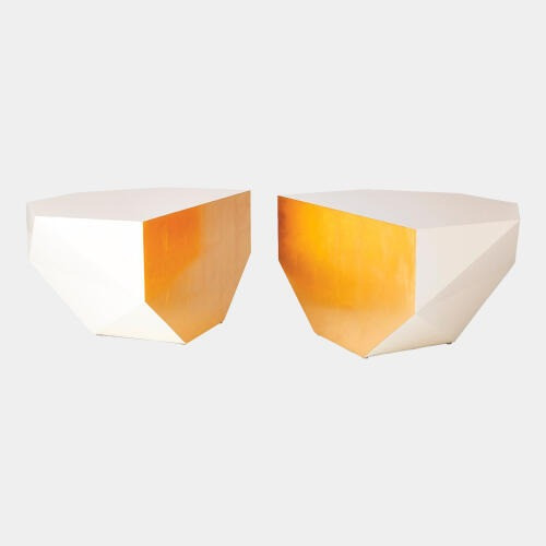 Global Views Gema Coffee Tables - Ivory & Gold, Set of 2