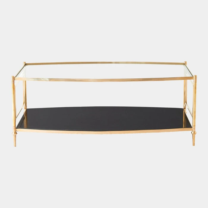 Global Views Camber Cocktail Table - Brass & Black Marble