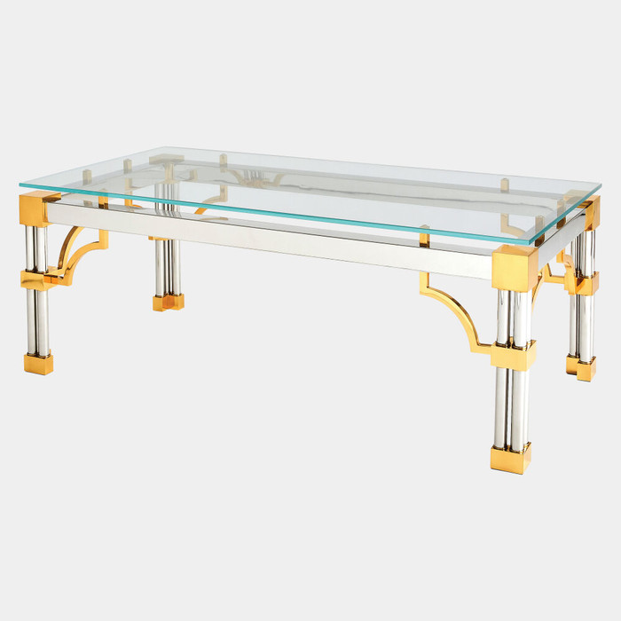 Global Views Tri-Column Cocktail Table - Brass & Nickel