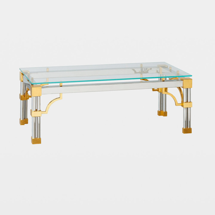 Global Views Tri-Column Cocktail Table - Brass & Nickel