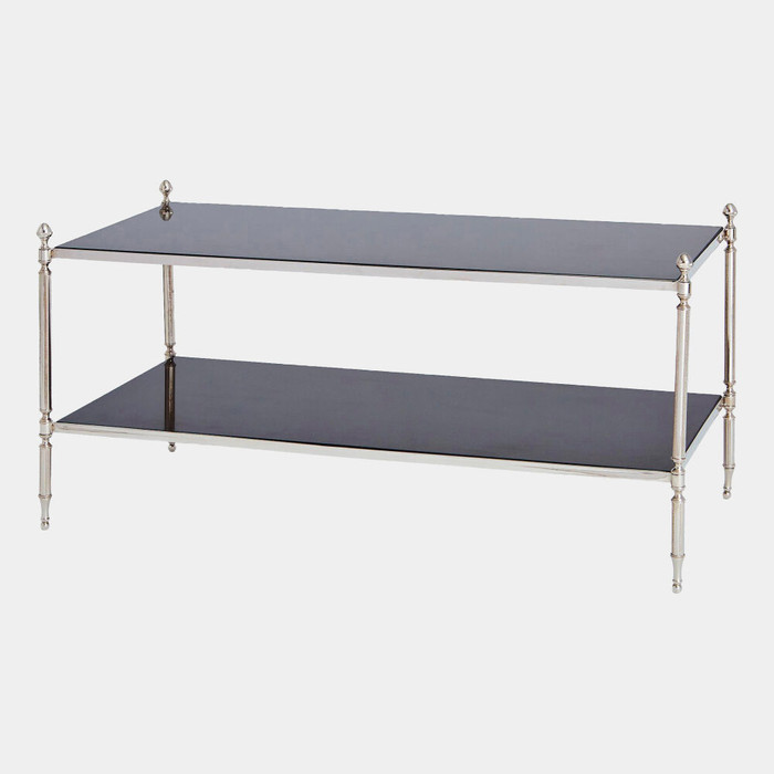 Global Views Acorn Cocktail Table - Nickel & Black Marble