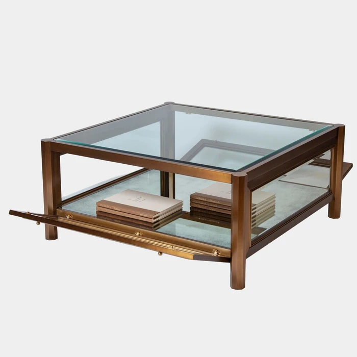Global Views Apothecary Cocktail Table - Antique Mirror & Brass