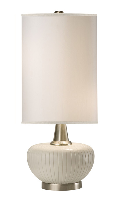 Thumprints Blanco 27" Satin White Table Lamp with Brushed Nickel Accents