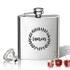 Stainless Steel Hip Flask (8 Oz) Personalized To Your Desire.  Name With Wreath.