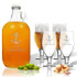 5 Piece Set: Growler  64 Oz.  & Cervoise Glass  16.75 Oz. (Set Of 4) Personalized Anchor Theme