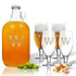 5 Piece Set: Growler  64 Oz.  & Cervoise Glass  16.75 Oz. (Set Of 4) Personalized Split Letter