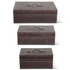 Set Of 3 Brown Leather Rectangular Boxes With Silver Handle