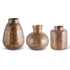 Set Of 3 Copper Distressed Metal Vases