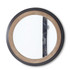 27.5 Inch Black Metal & Wood Framed Round Mirror