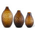 Set Of 3 Brown Chisel Cut Vases