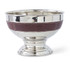 10 Inch Silver Metal Bowl With Brown Leather Trim