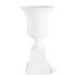 24 Inch Glossy White Fluted Fiberglass Urn On Pedestal