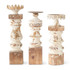 Set Of 3 Metal & Wood Candleholders With Whitewashed Finish