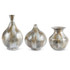 Set Of 3 Glazed Metal Vases