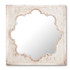 27.25 Inch Square Whitewashed Mirror With Quatrafoil Insert