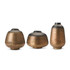 Set Of 3 Black and Gold Textured Metal Vases