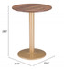 Zuo Modern Alto Bistro Table Brown & Gold Dimensions