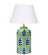 Dana Gibson - Louvre Ikat Tea Caddy Lamp in Green with White Linen Shade