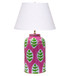 Dana Gibson - Louvre Ikat Tea Caddy Lamp in Pink with White Linen Shade