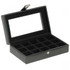 Wolf - Heritage 15 Piece Cufflink Box in Black with Clearview (290102)