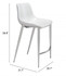 Zuo Modern Magnus Counter Chair White & Silver Dimensions