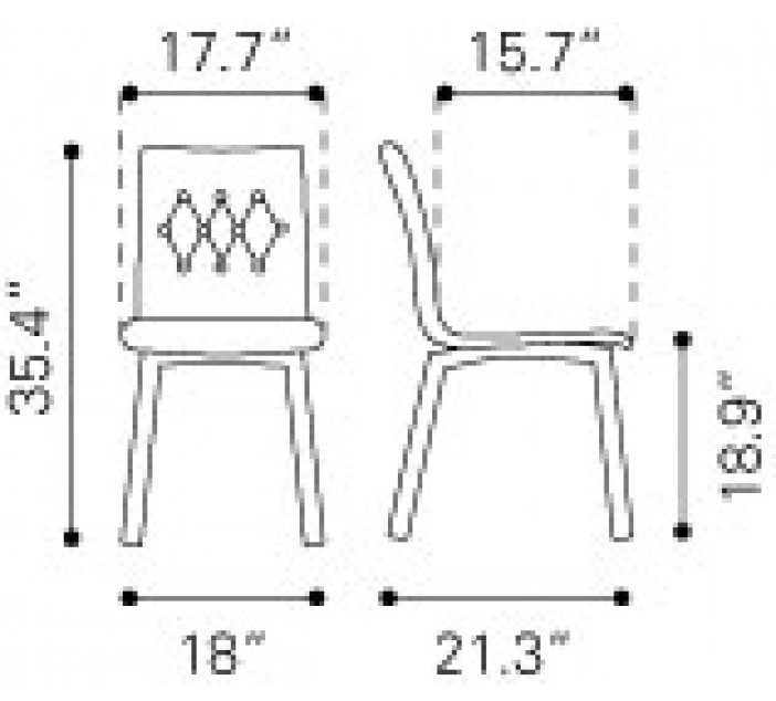 Zuo Modern Orebro Dining Chair Graphite Dimensions
