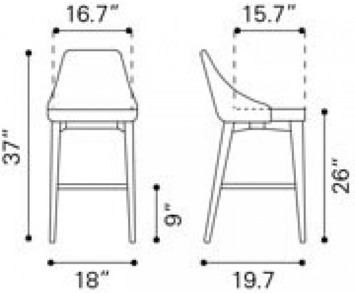 Zuo Modern Moor Counter Chair Chair Beige Dimensions