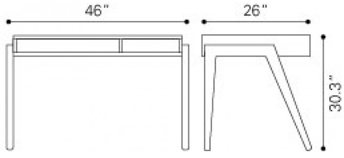 Zuo Modern Linea Desk Walnut Dimensions