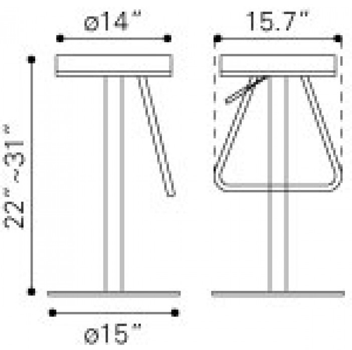 Zuo Modern Soda Barstool White Dimensions