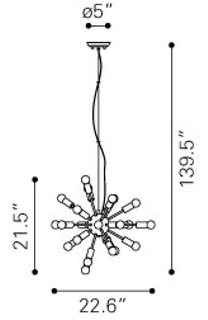 Zuo Modern Pulsar Ceiling Lamp Dimensions