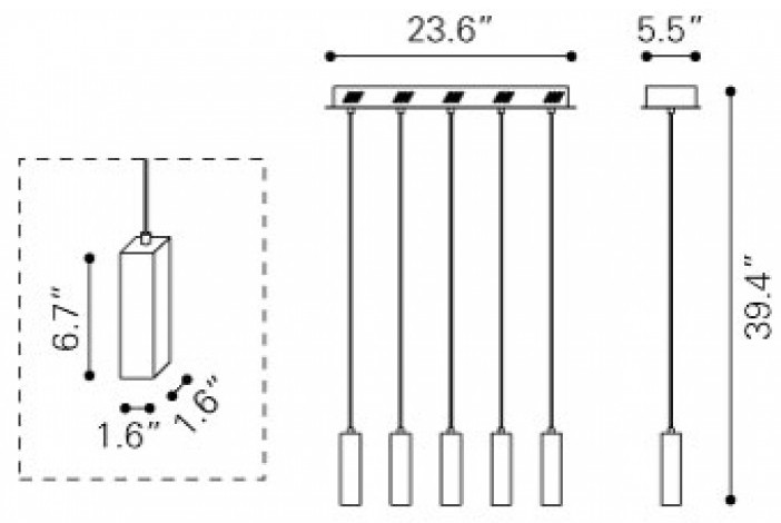 Zuo Modern Celeron Ceiling Lamp Dimensions