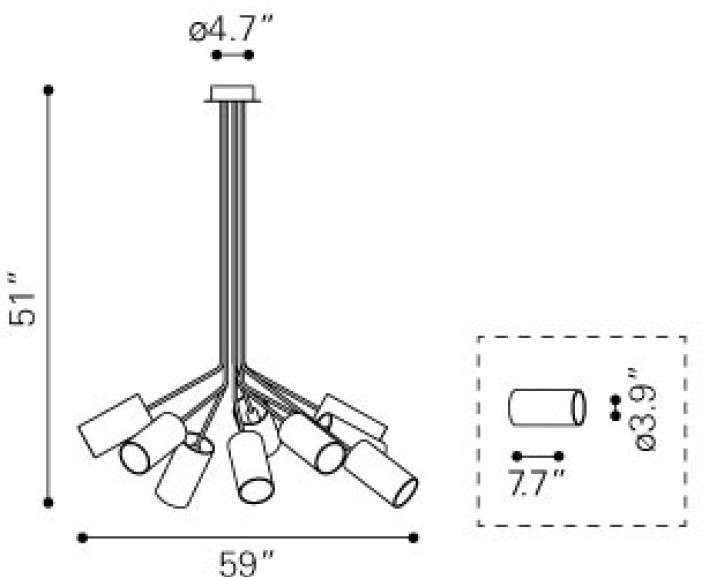 Zuo Modern Ambition Ceiling Lamp Dimensions