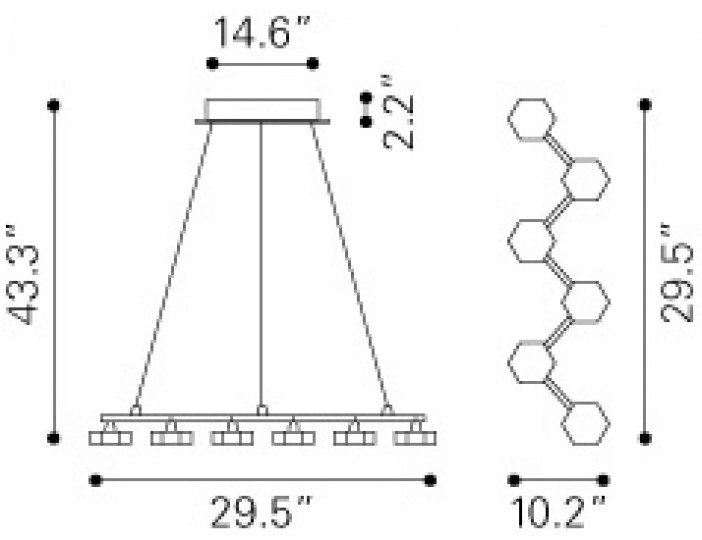 Zuo Modern Dunk Ceiling Lamp Dimensions