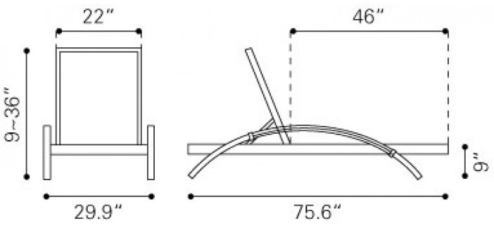 Zuo Modern Metropolitan Chaise Lounge Dimensions