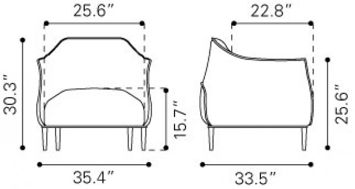 Zuo Modern Julian Occasional Chair Coffee Dimensions