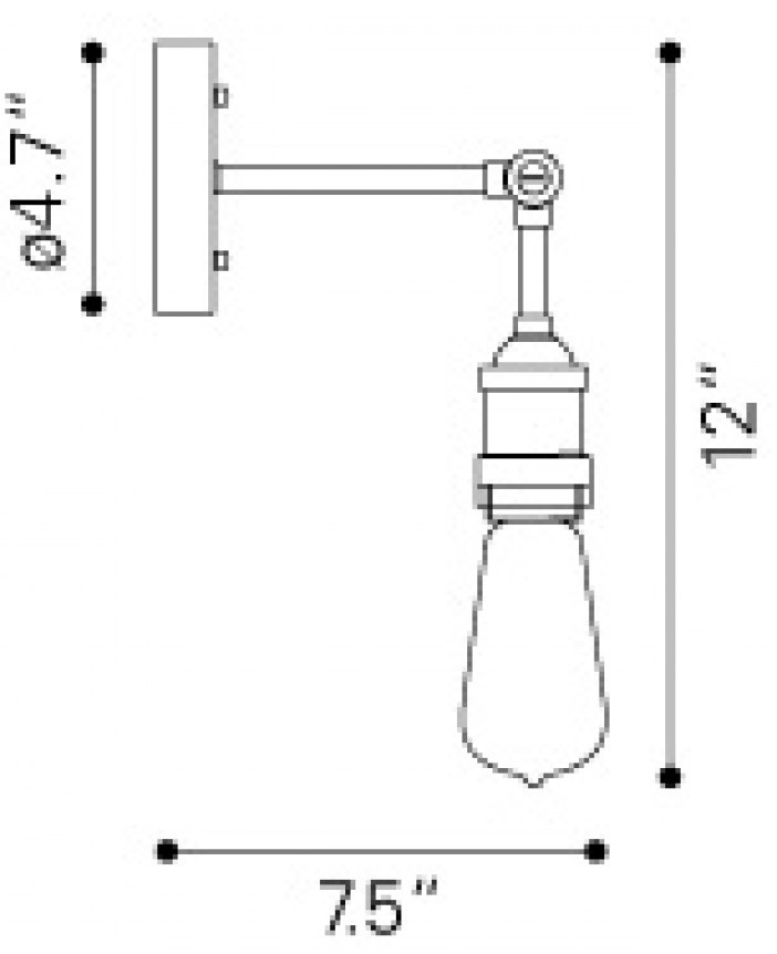 Zuo Modern Miserite Wall Lamp Dimensions