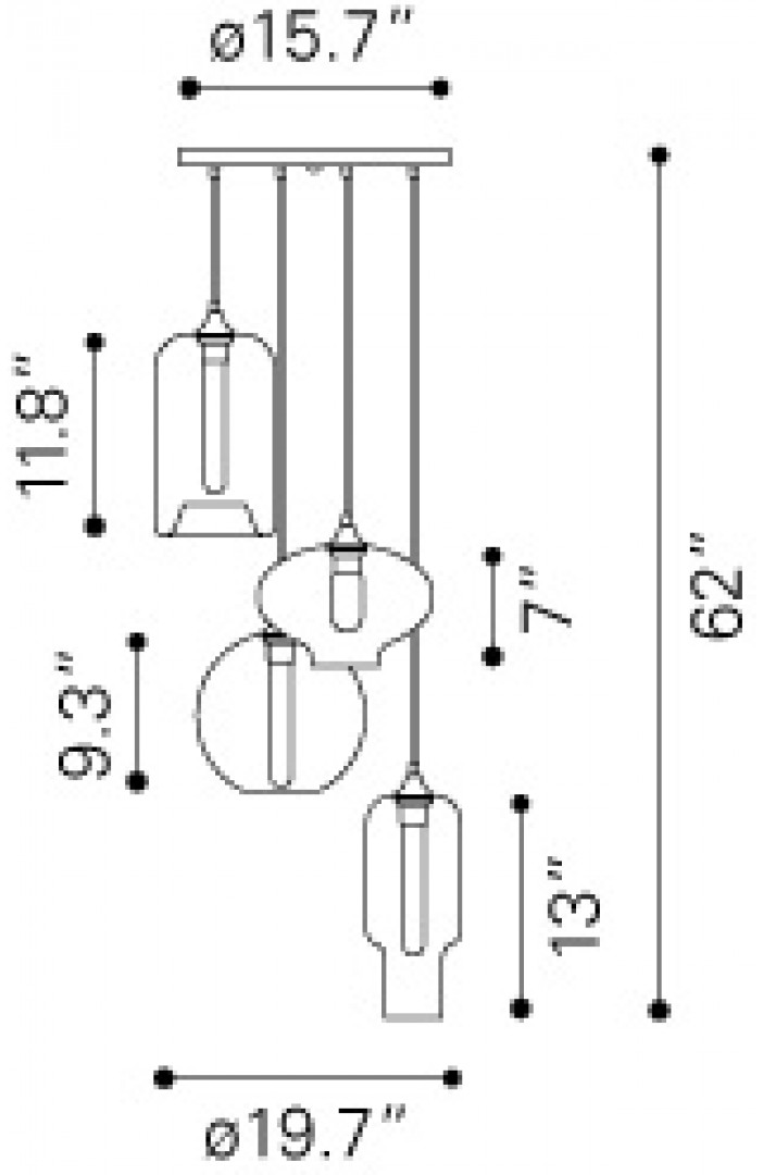 Zuo Modern Lambie Ceiling Lamp Dimensions