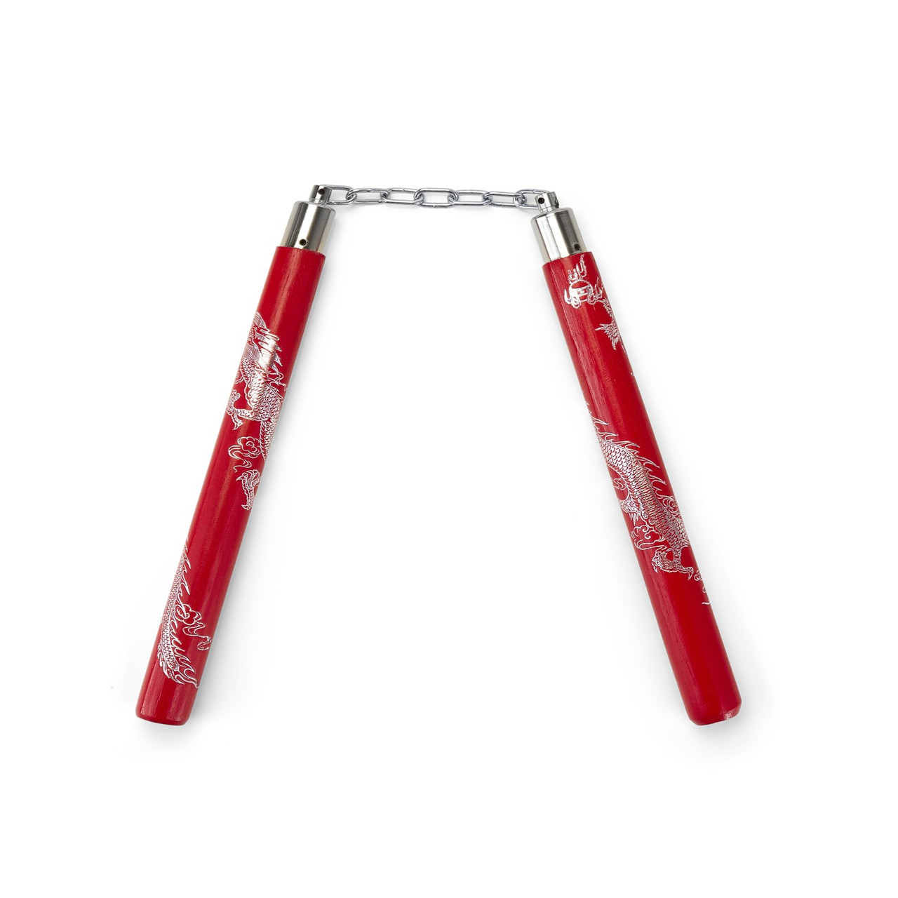 Rattan Wooden Red Dragon Nunchucks Chain 12" Martial Art Shop
